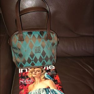 Givenchy logo brn teal bag auth limited edition👠